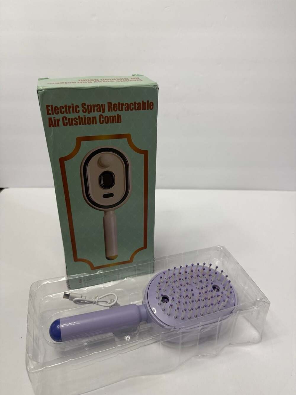 Electric Massage Comb, 3-in-1 Mist Hair Brush Self-Cleaning Detangling